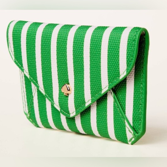 Kate Spade x Target Green/White Striped Envelope Card Case Wallet • NWT - Picture 2 of 4